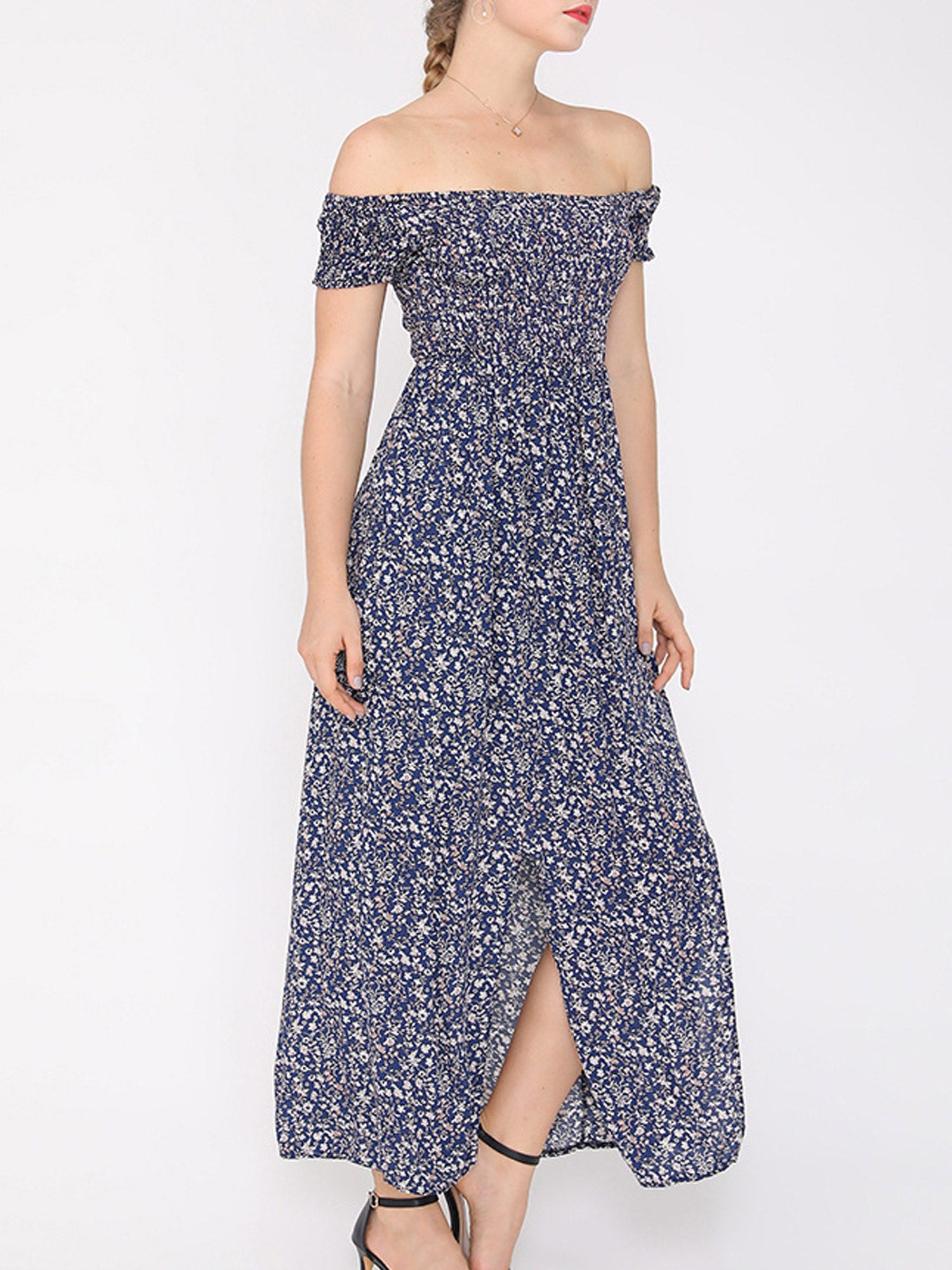 Women Stylish Printed Off Shoulder Dress