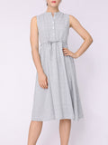 Women Sleeveless Tie Waist Casual Dress