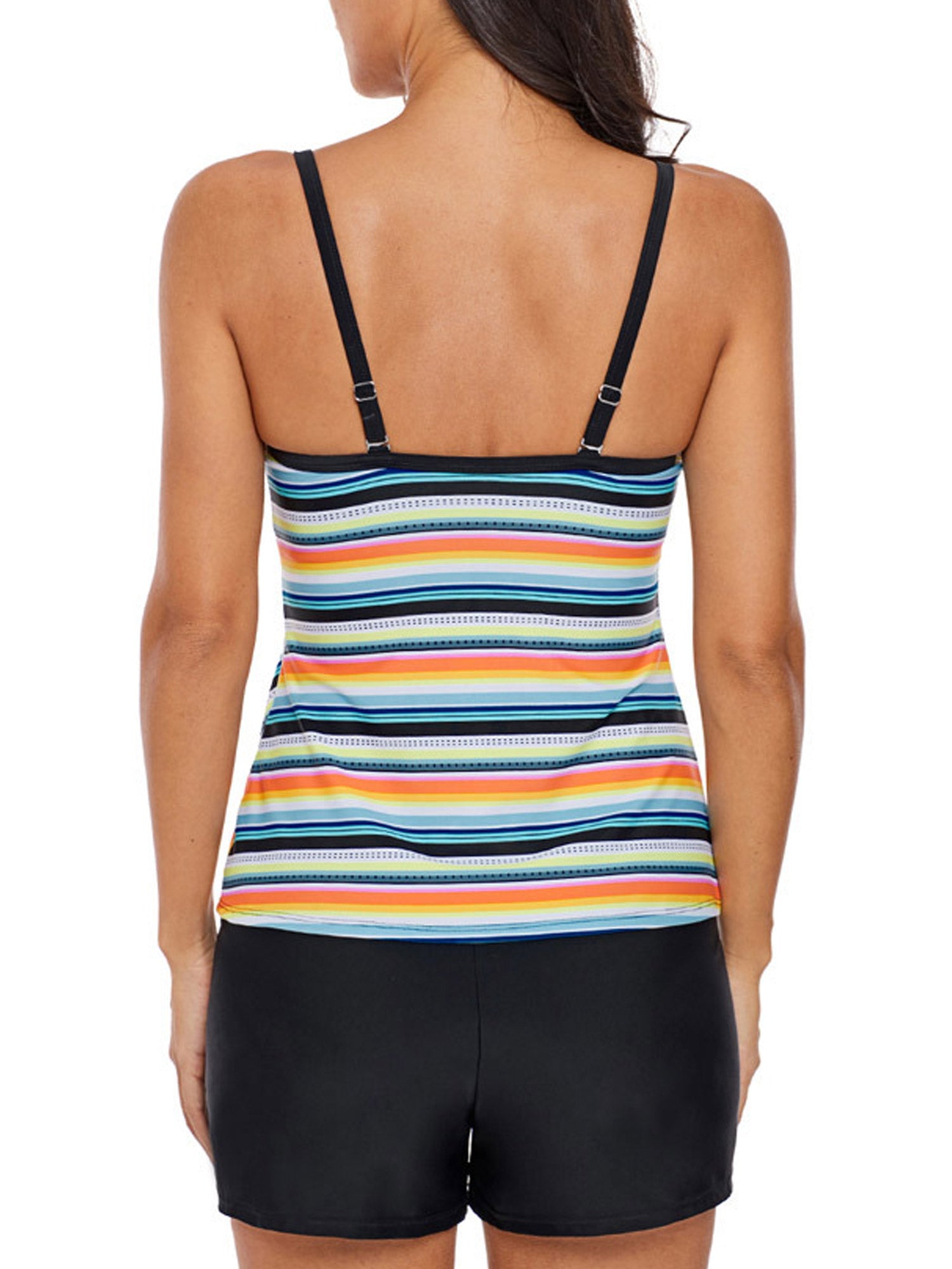 Women Thin Strap One Piece Striped Swimwear