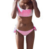 Women Thick Striped Tie Shoulder Bikini Set