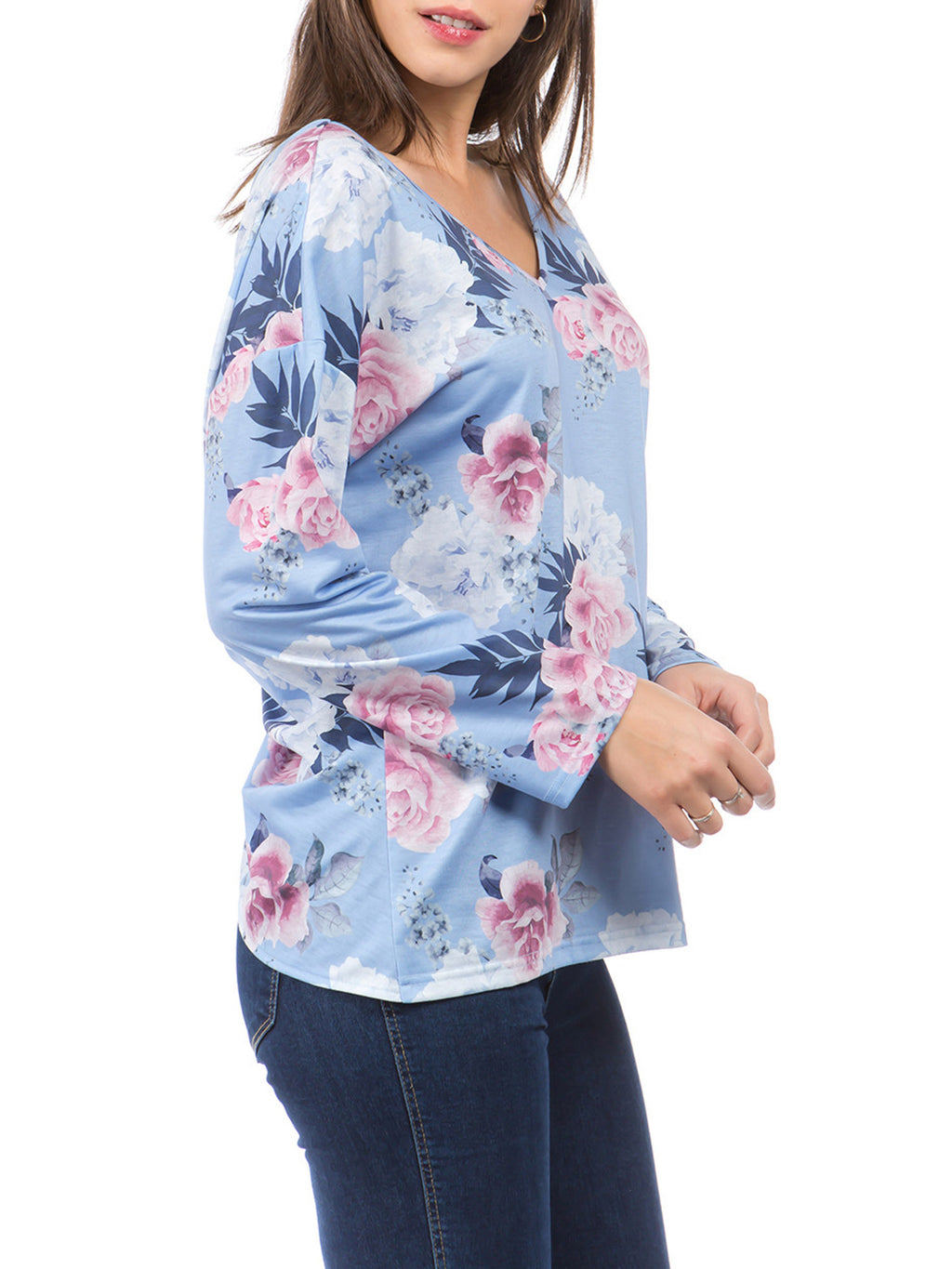 Women V-Neck All Comfort Floral Casual Top