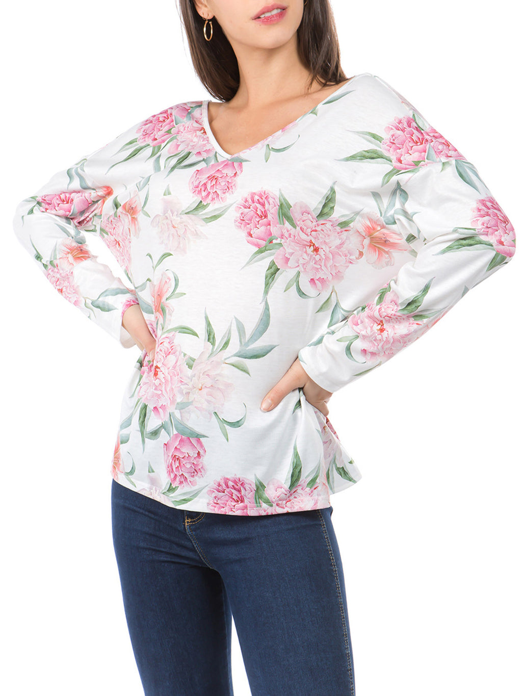 Women V-Neck All Comfort Floral Casual Top