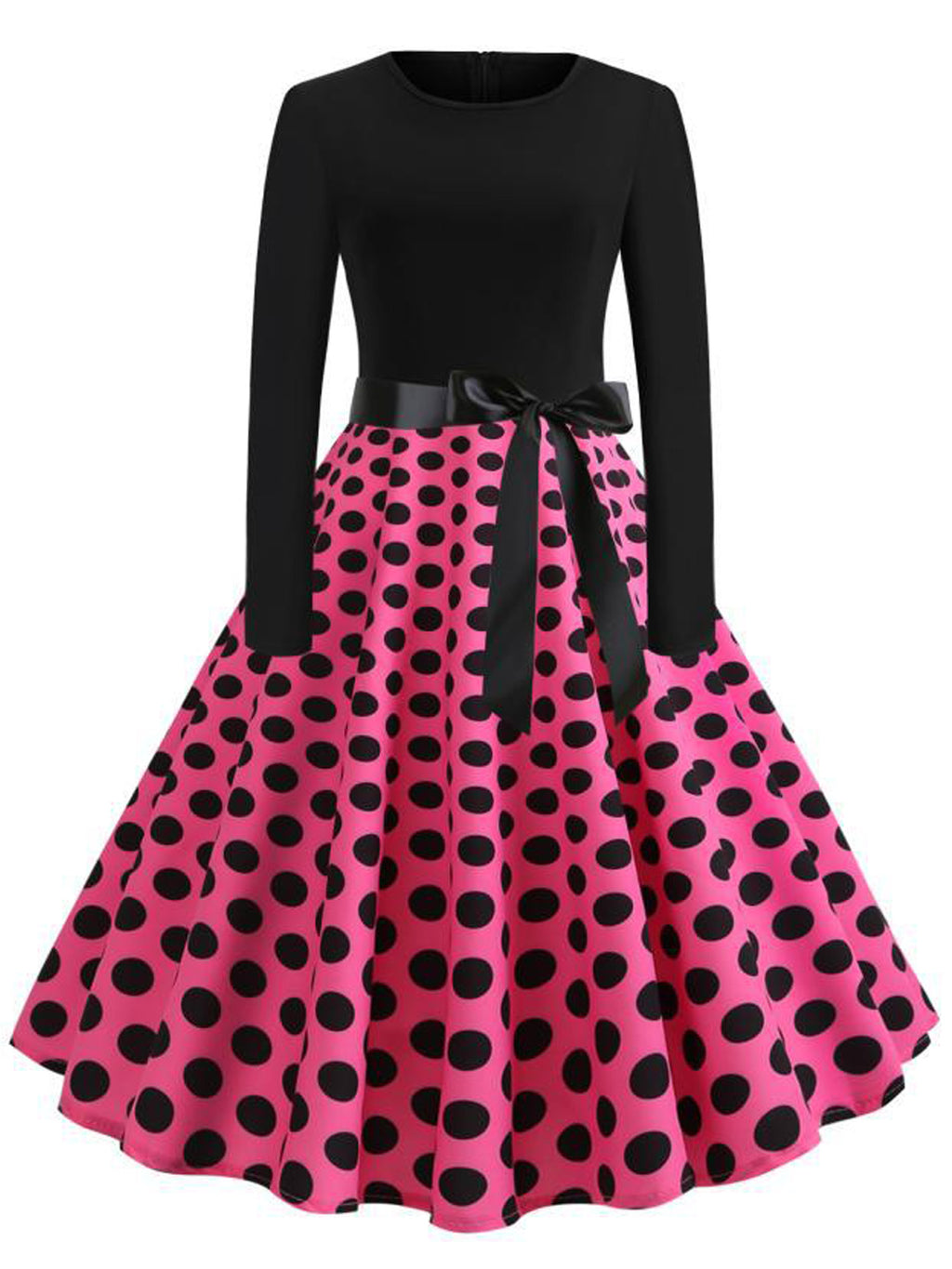 Women Printed Round Neck Slim Fit Swing Dress