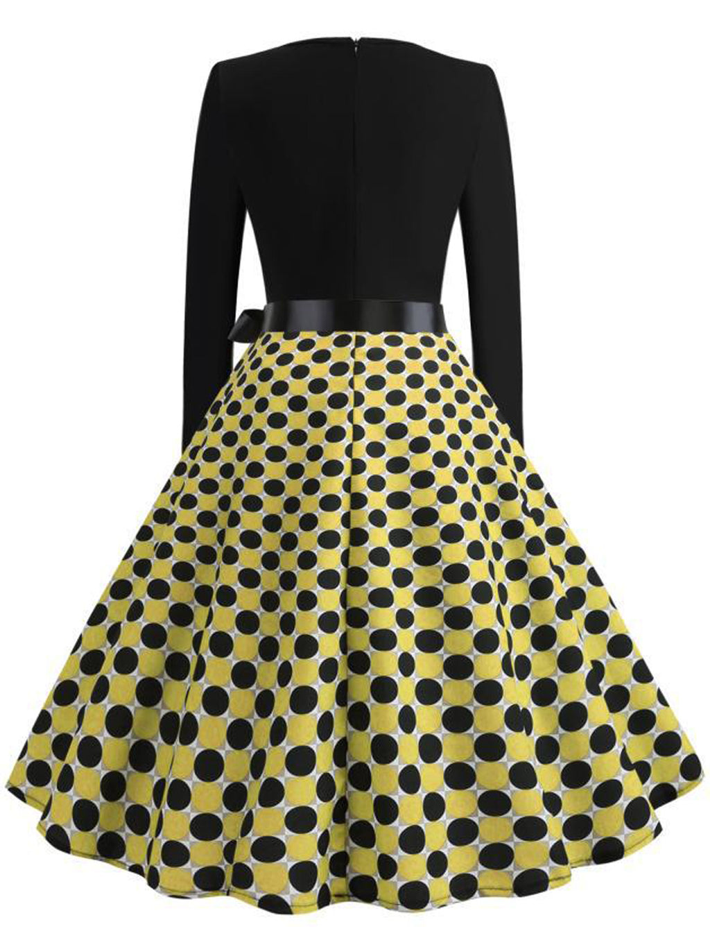 Women Polka Dot Printed Long Sleeved Fashion Dress