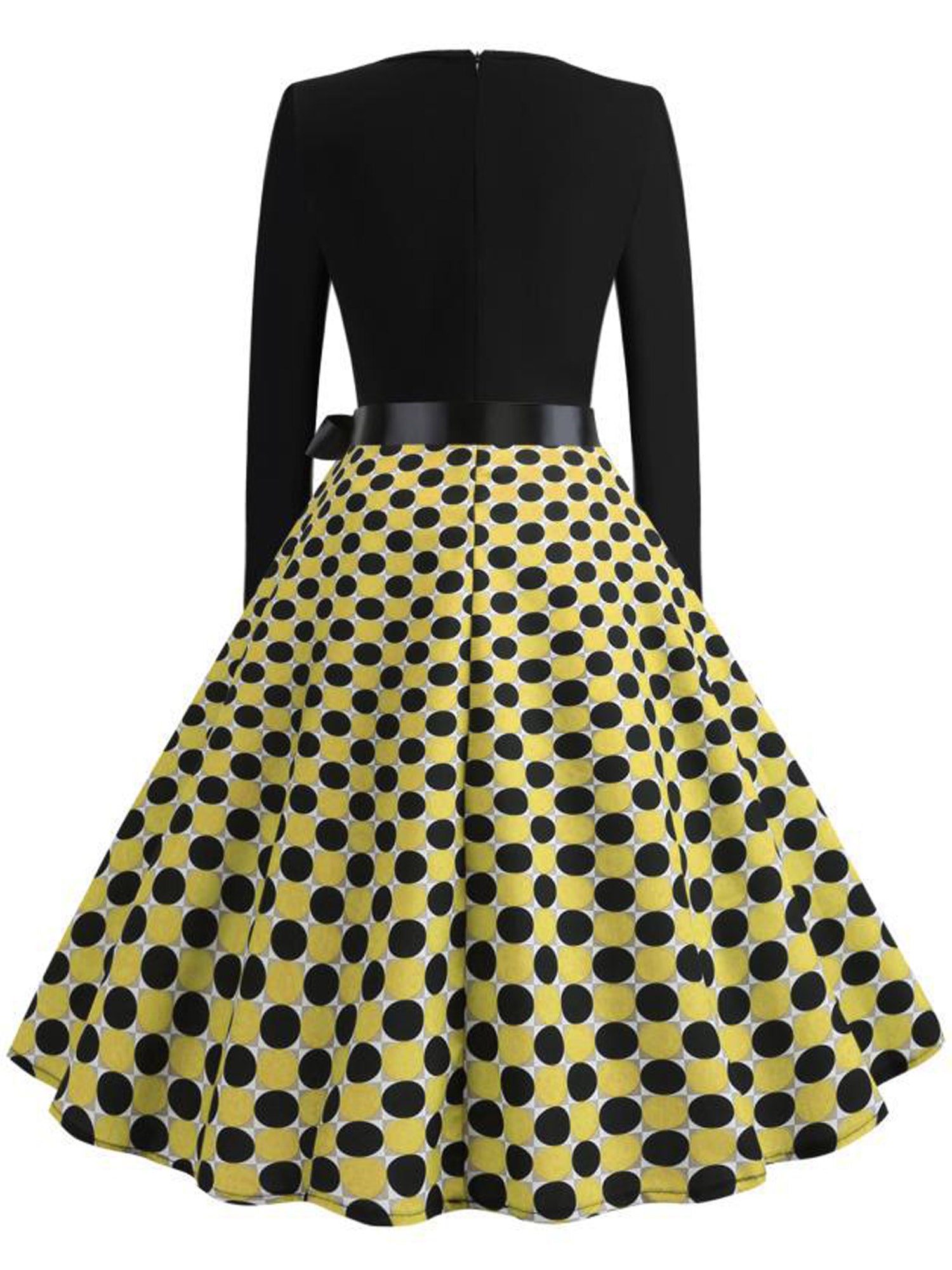Women Polka Dot Printed Long Sleeved Fashion Dress