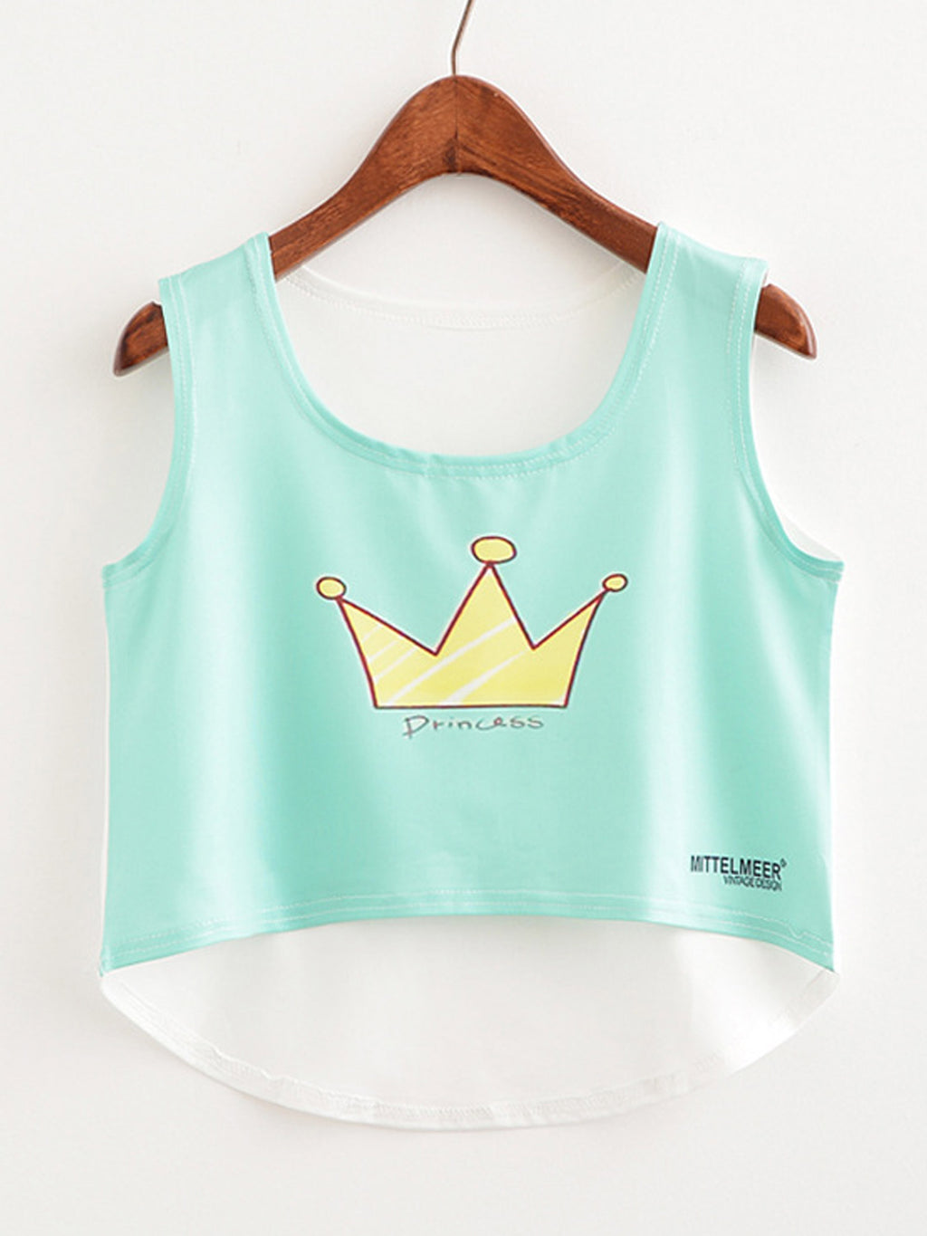 Women Beautiful Graphic Round Neck Irregular Camisole Top