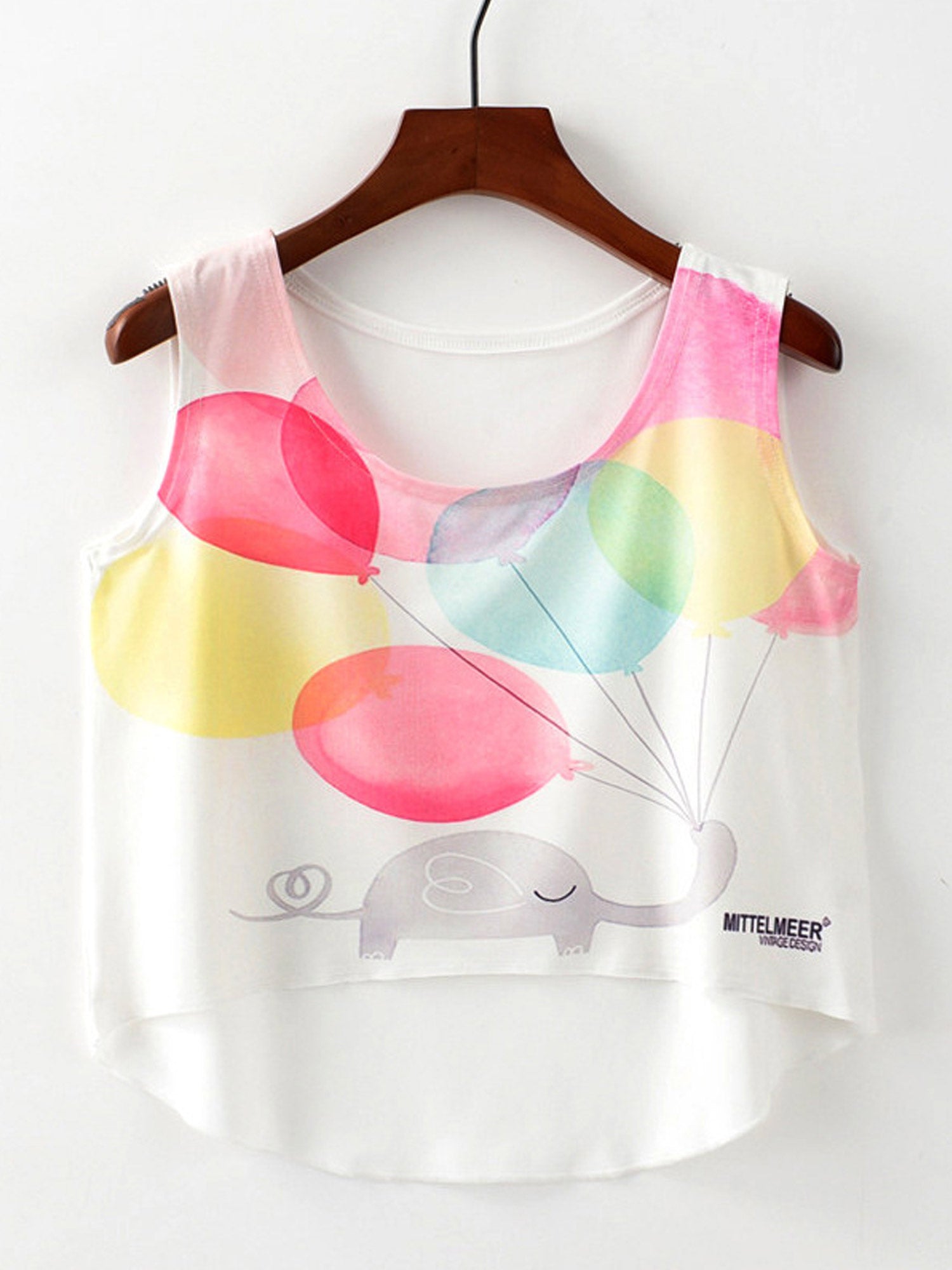 Women Baloon Printed Sleeveless Cropped Camisole Top