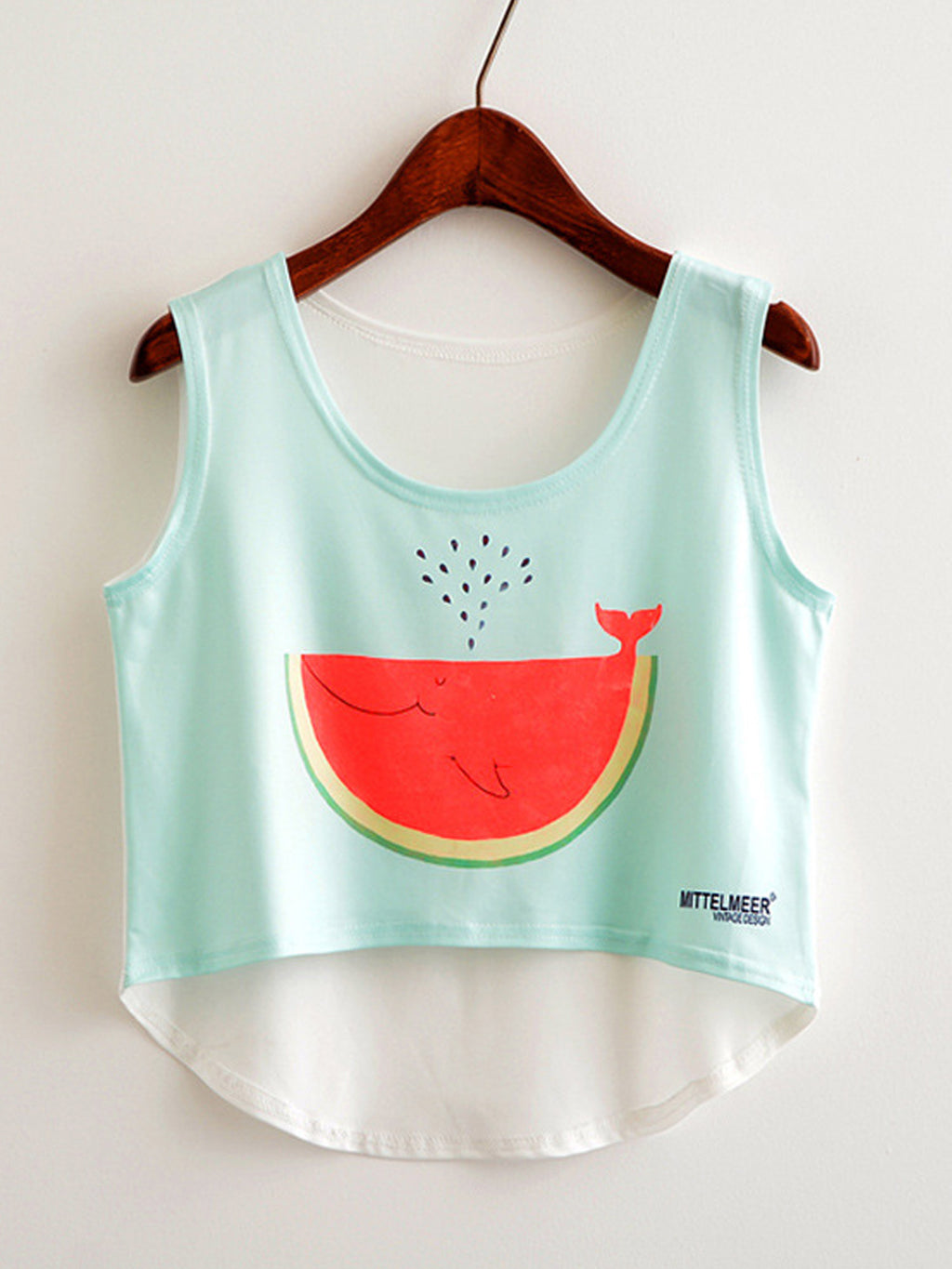 Women Beautiful Graphic Round Neck Irregular Camisole Top