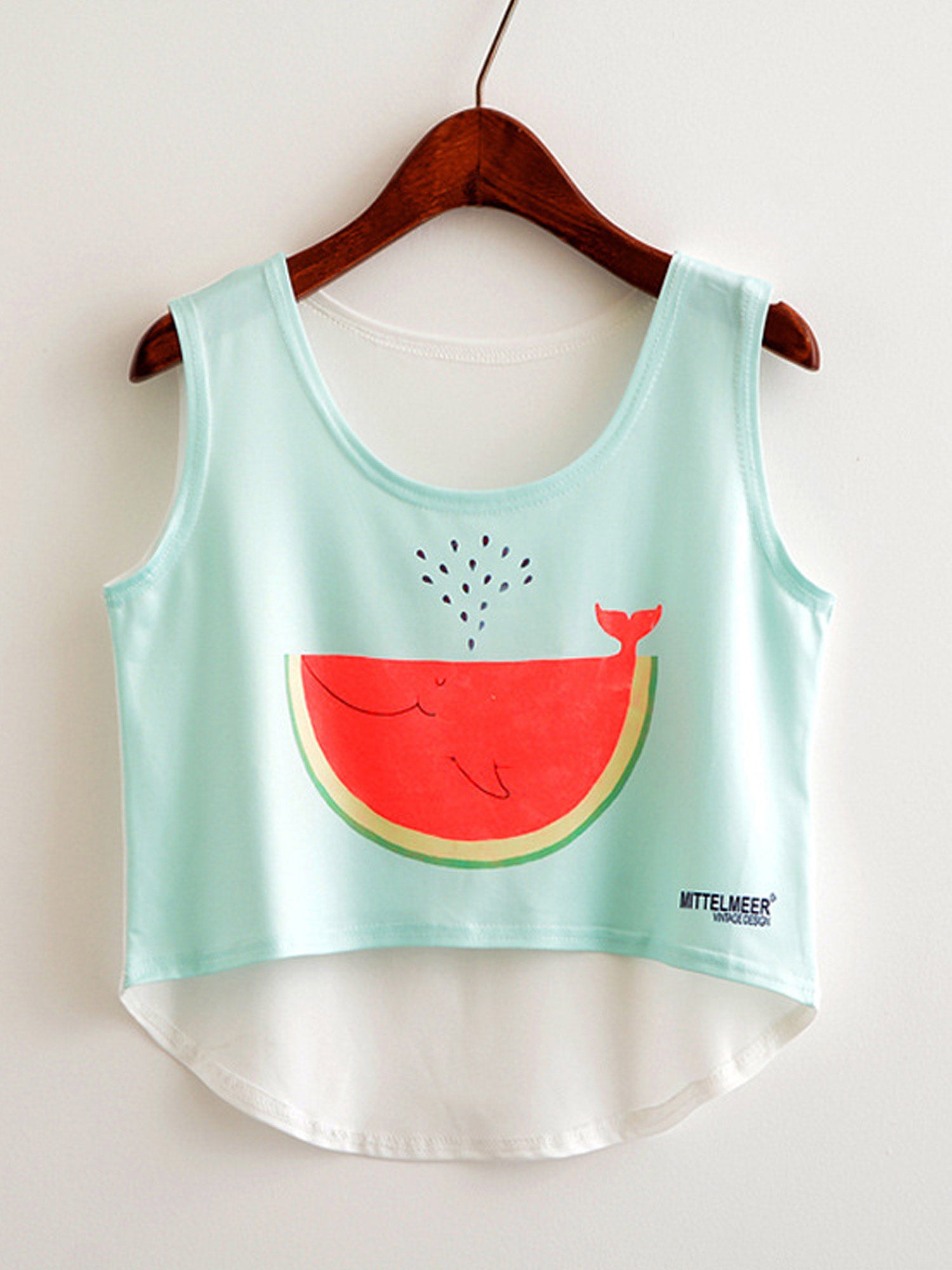 Women Beautiful Graphic Round Neck Irregular Camisole Top