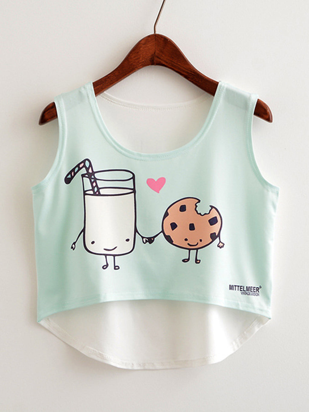 Women Beautiful Graphic Round Neck Irregular Camisole Top