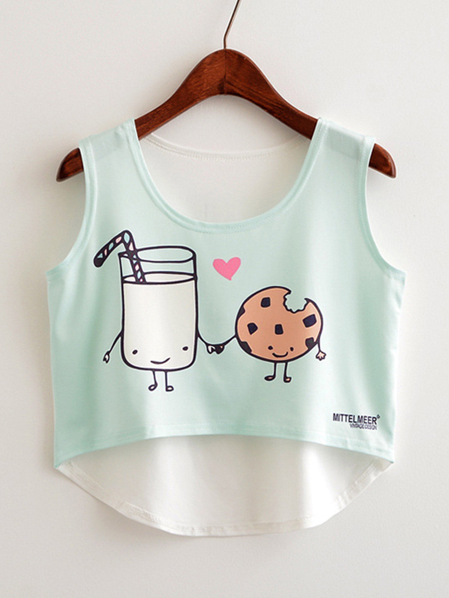 Women Beautiful Graphic Round Neck Irregular Camisole Top