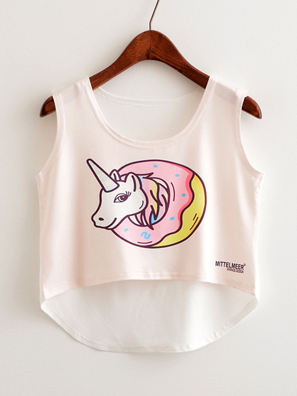 Women Beautiful Graphic Round Neck Irregular Camisole Top