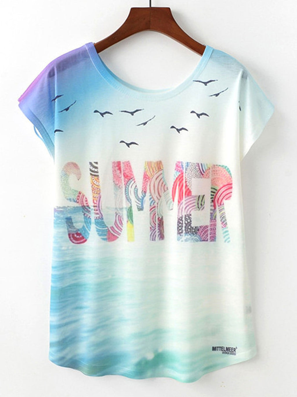 Women Summer Round Neck Loose Casual T-Shirt