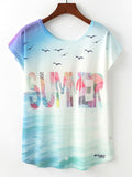 Women Summer Round Neck Loose Casual T-Shirt
