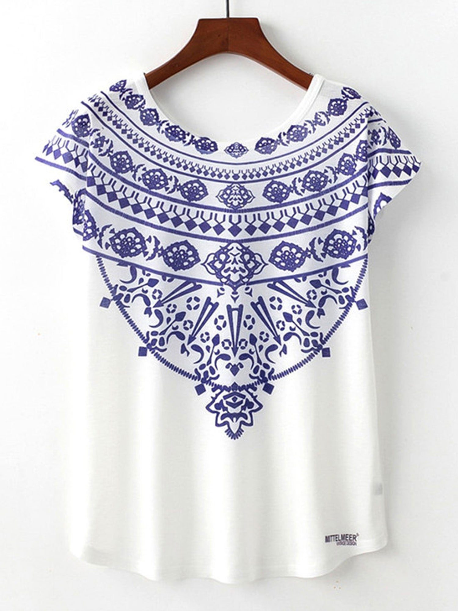Women Loose Printed Pattern Short Sleeve Summer