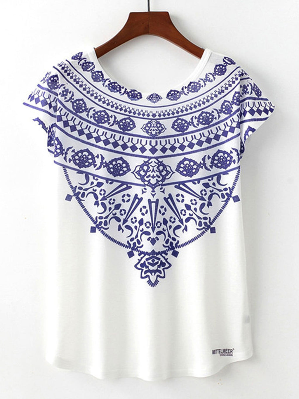 Women Loose Printed Pattern Short Sleeve Summer