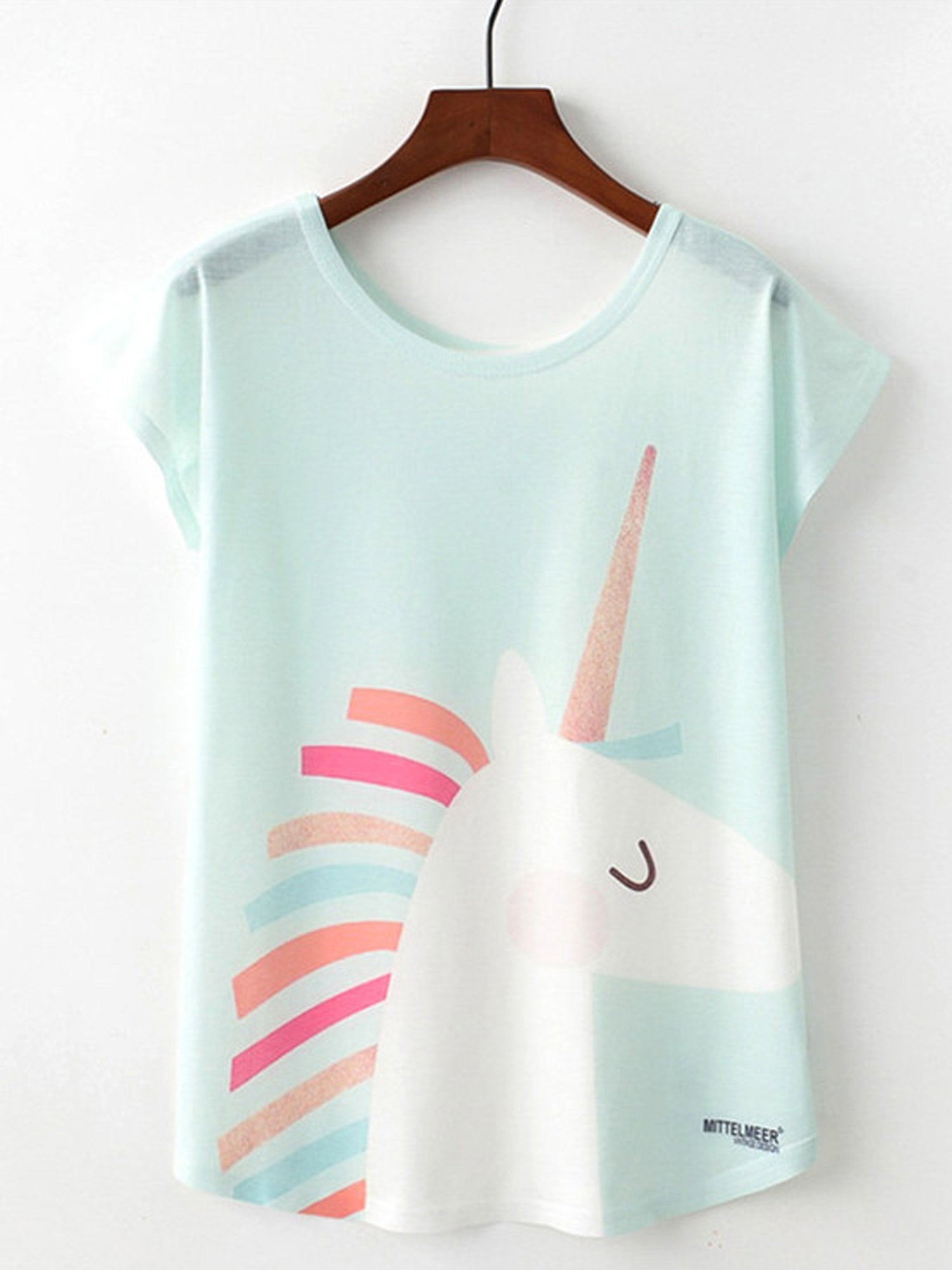 Women Summer Unicorn Print Loose Casual T-Shirt
