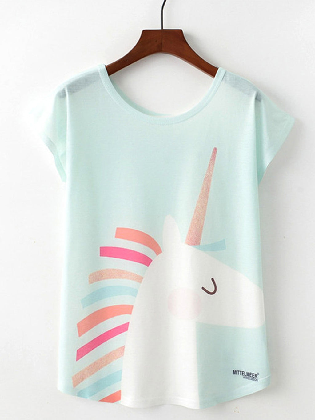 Women Summer Unicorn Print Loose Casual T-Shirt