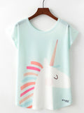 Women Summer Unicorn Print Loose Casual T-Shirt