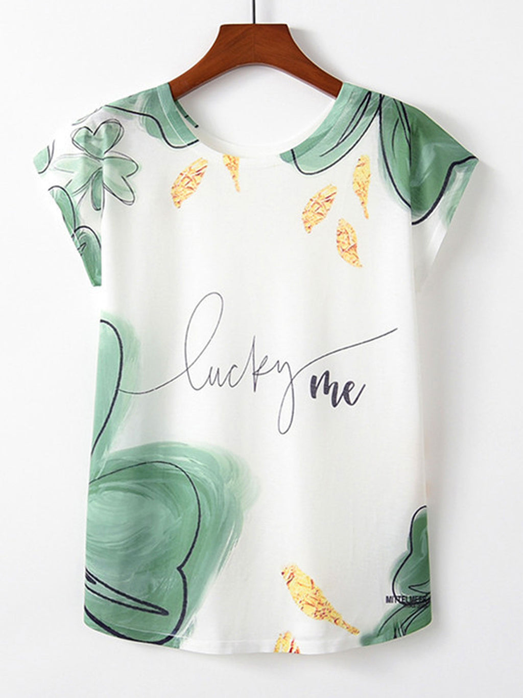 Women Round Neck Printed Pattern Soft T-Shirt