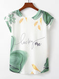Women Round Neck Printed Pattern Soft T-Shirt