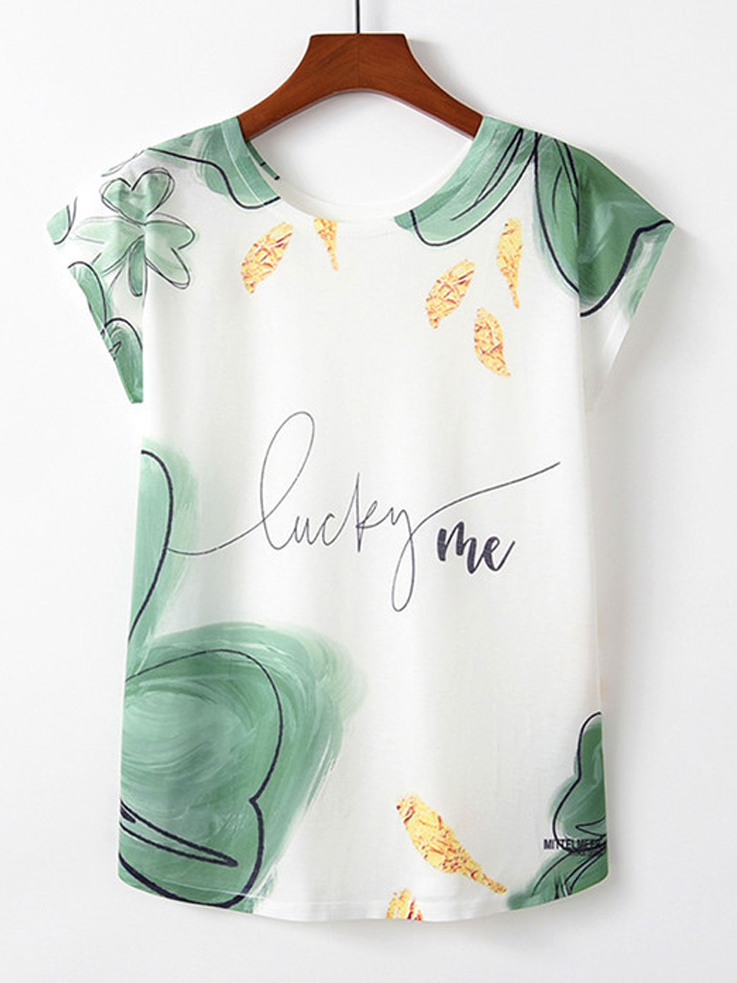 Women Round Neck Printed Pattern Soft T-Shirt