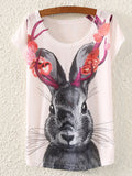 Women Loose Printed Round Neck Summer T-Shirt