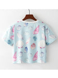 Women Summer Shells Printed Loose Casual T-Shirt