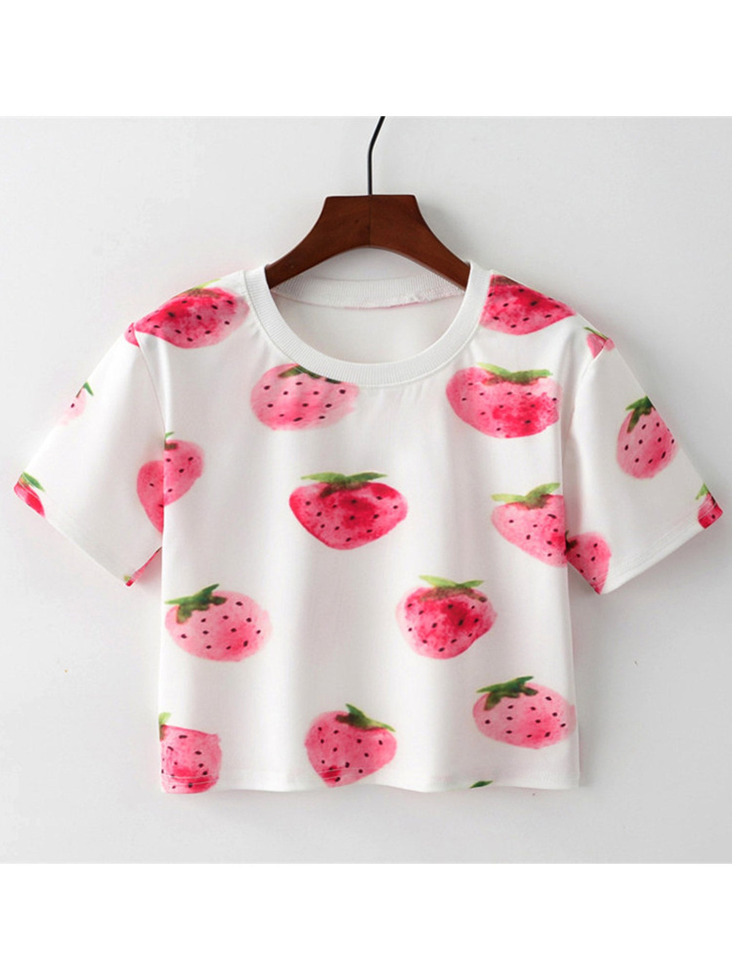 Women Strawberry Printed Loose Summer T-Shirt