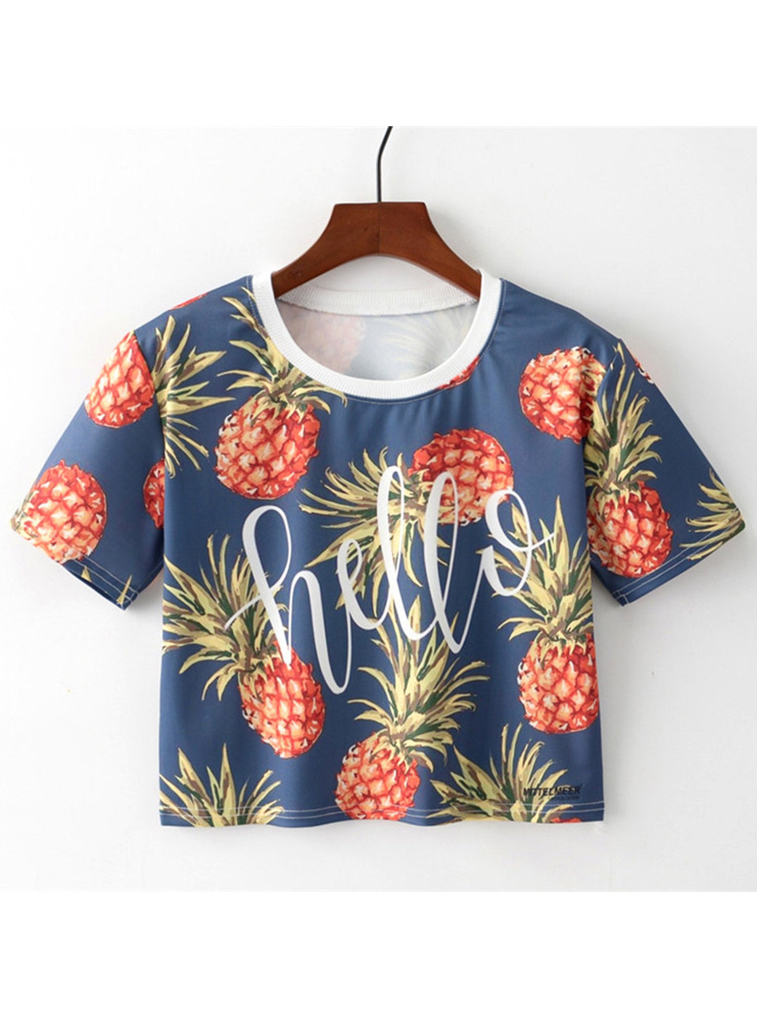Women Loose Fit Pineapple Printed Casual T-Shirt
