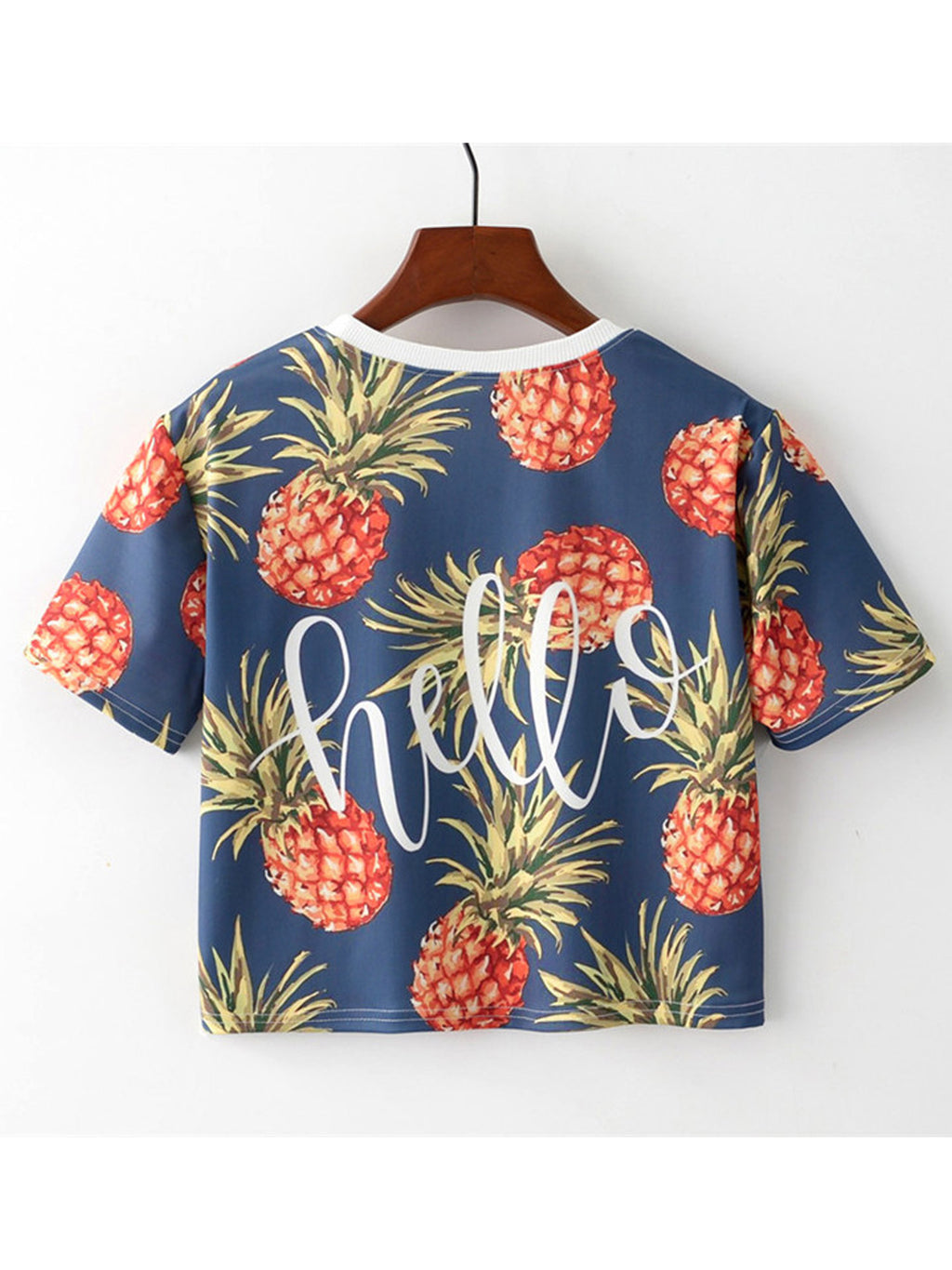 Women Loose Fit Pineapple Printed Casual T-Shirt