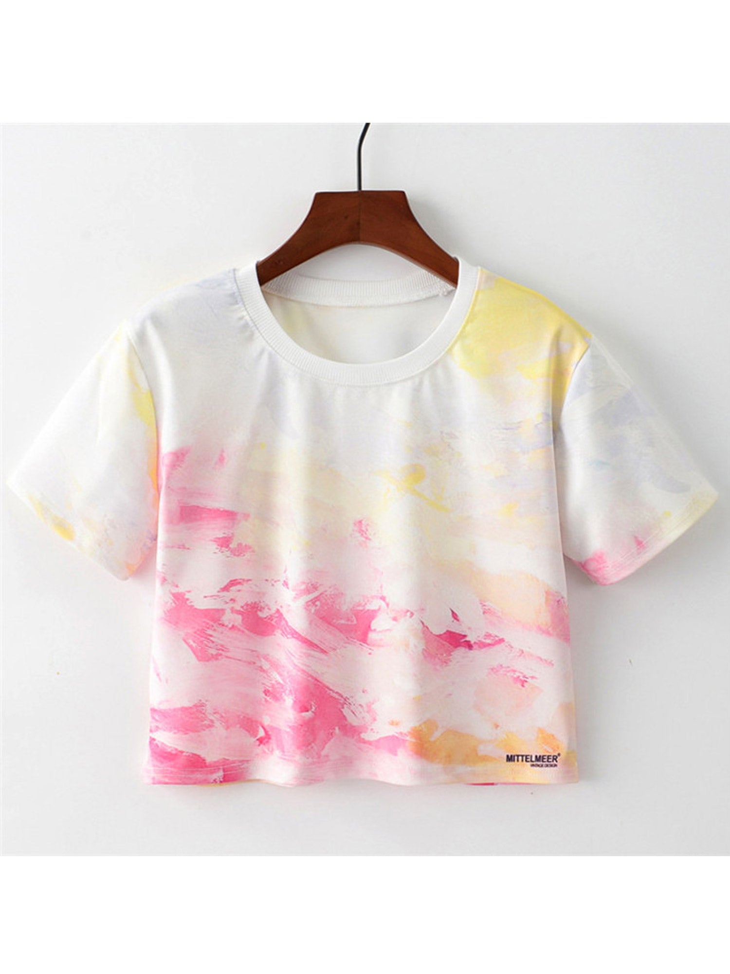 Women Dye Printed Round Neck Casual T-Shirt