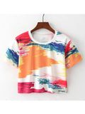 Women Multi Colored Round Neck Printed T-Shirt