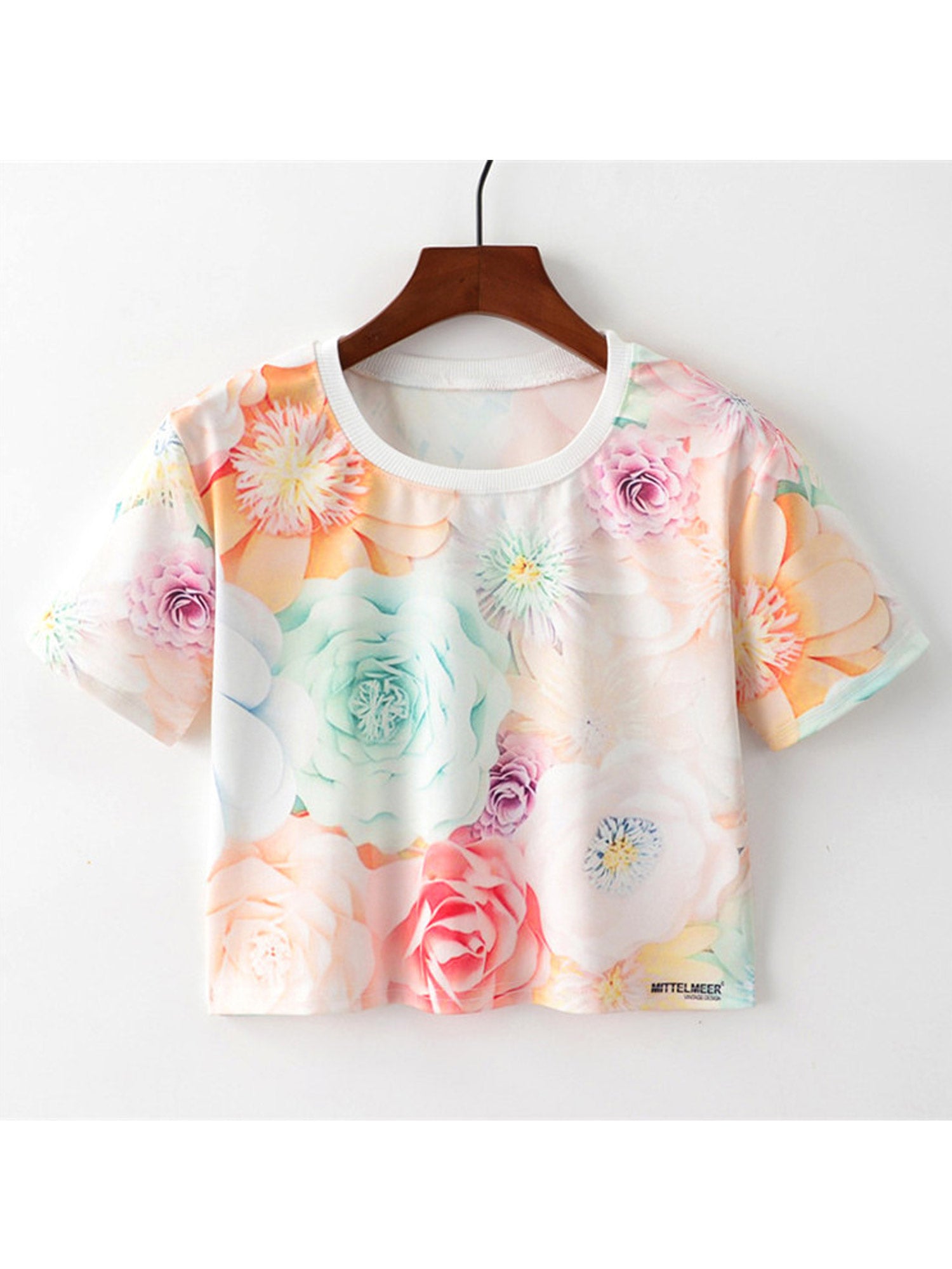 Women Floral Short Sleeve Soft Summer Top