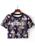 Women Straight Round Neck Printed Summer Top