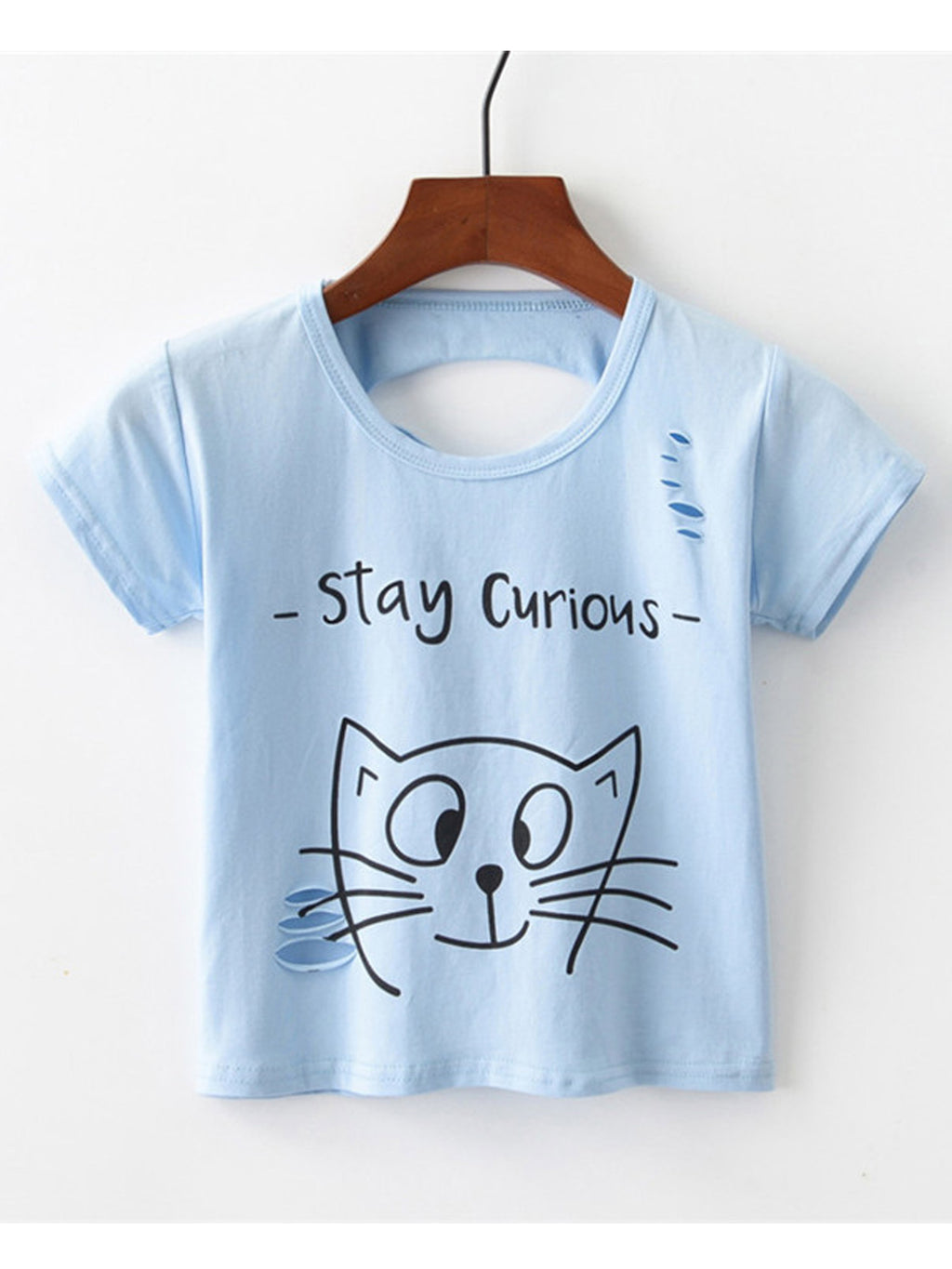 Women Short Sleeve Cartoon Cat Summer Top
