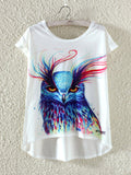 Women Colorfull Owl Comfortable Summer T-Shirt