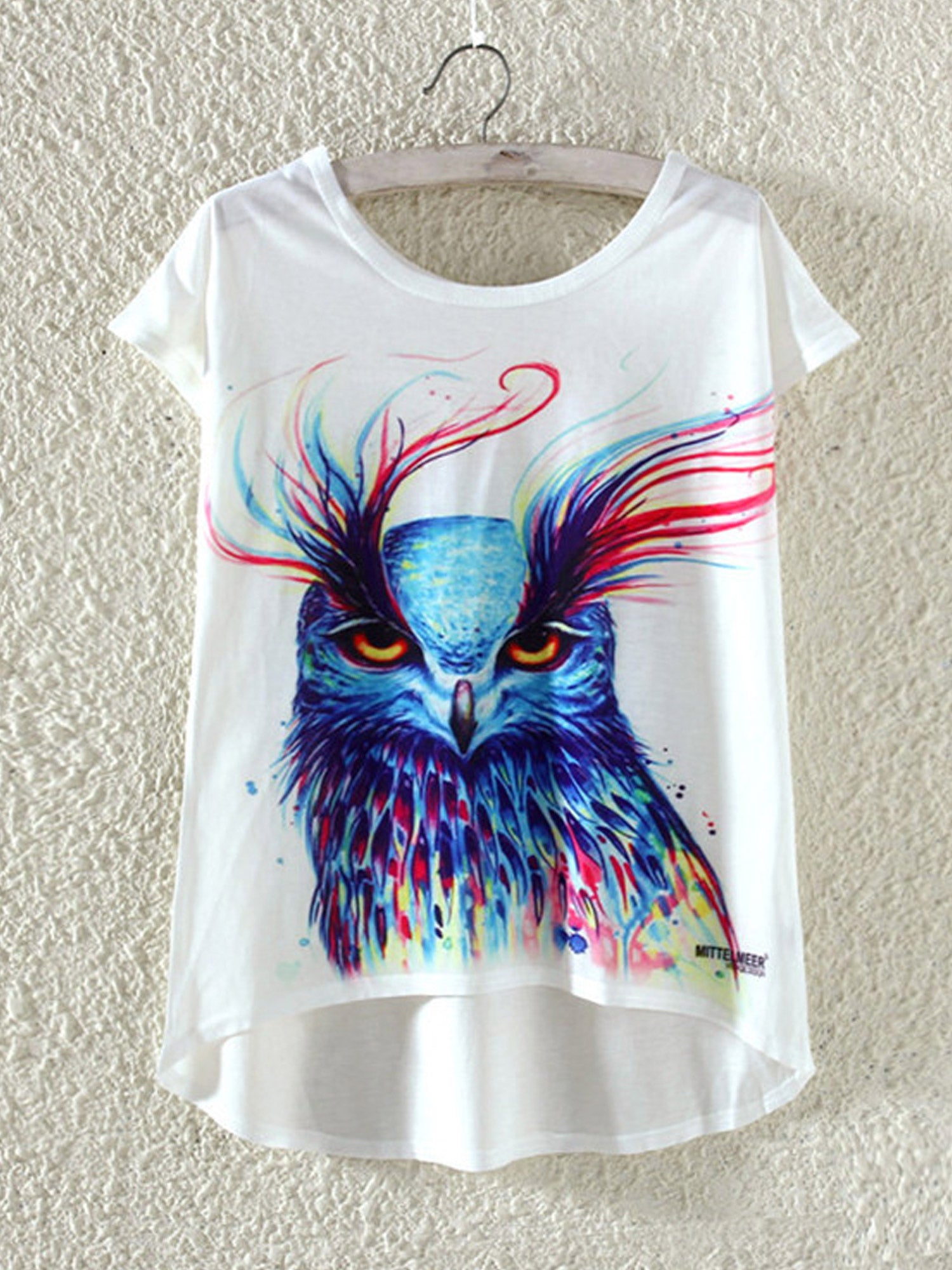 Women Colorfull Owl Comfortable Summer T-Shirt