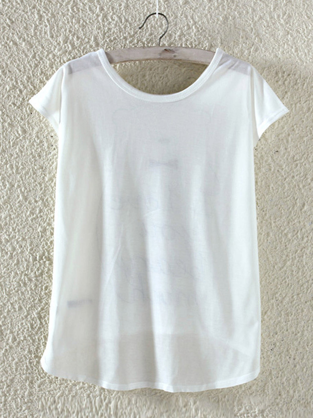 Women Cartoon Pattern Irregular Summer T-Shirt