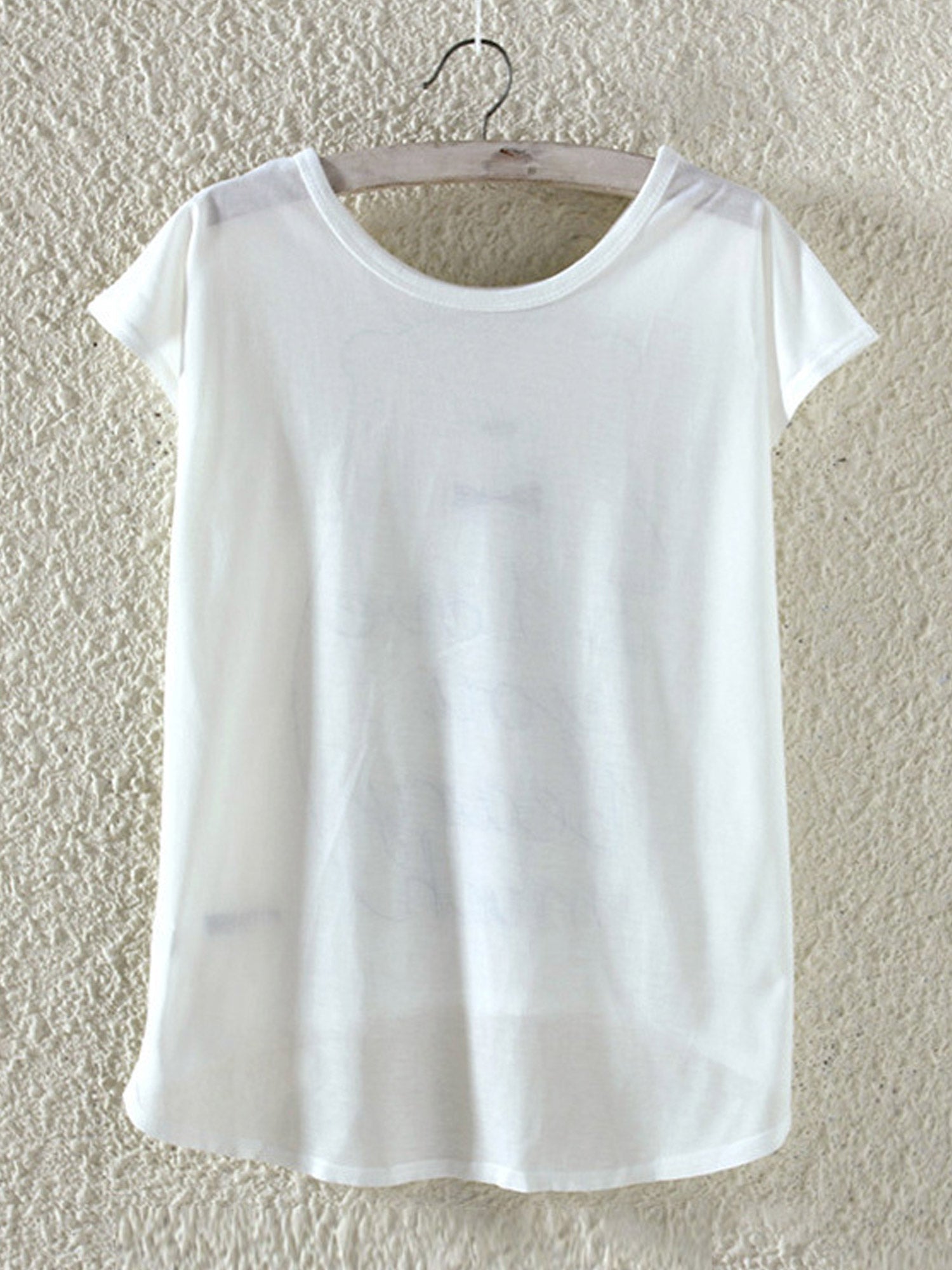 Women Cartoon Pattern Irregular Summer T-Shirt