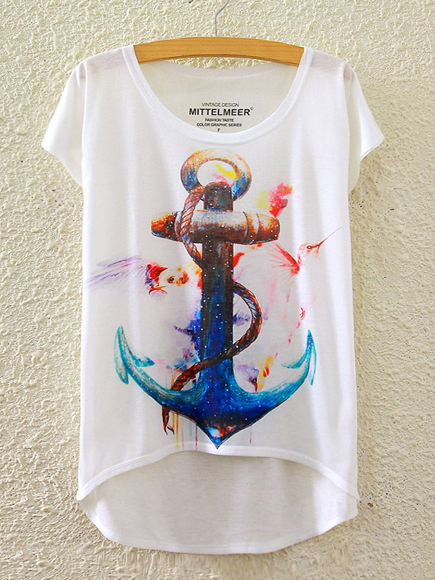Women Fashion Loose Fit Irregular Designed T-Shirt