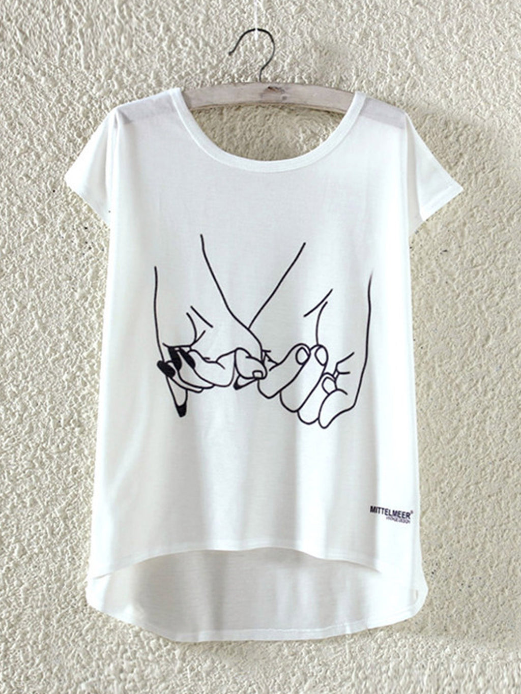 Women Hand Printed Loose Summer Casual T-Shirt