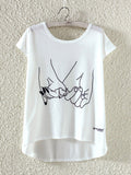 Women Hand Printed Loose Summer Casual T-Shirt