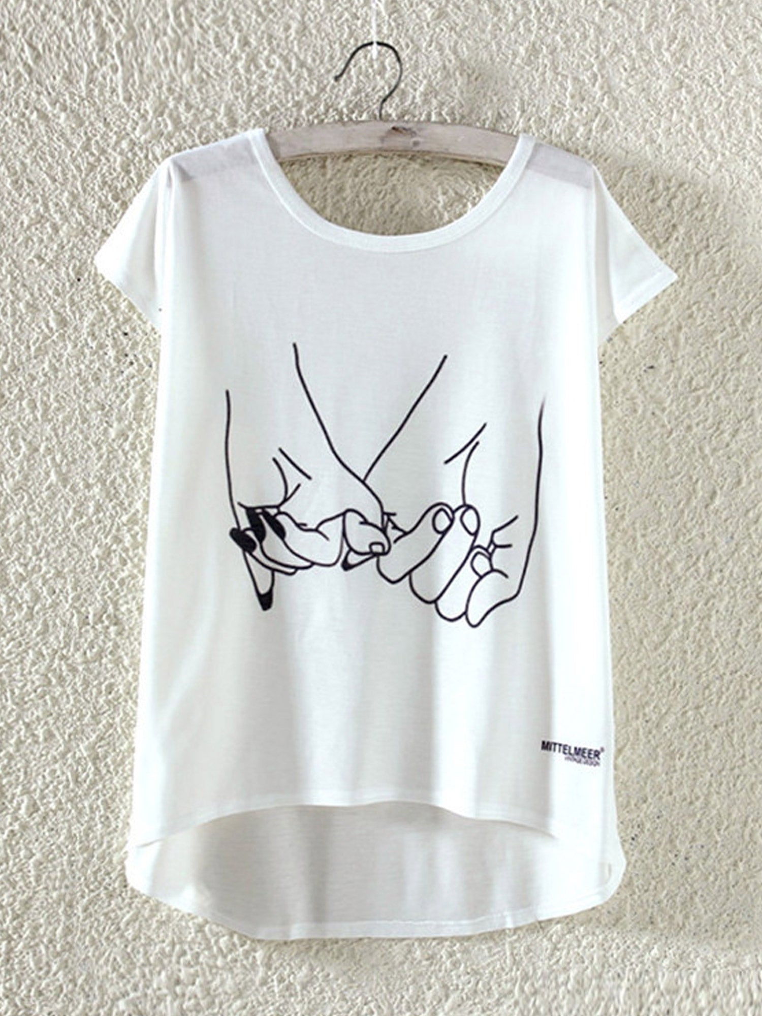Women Hand Printed Loose Summer Casual T-Shirt