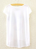 Women Round Neck Diamond Printed Casual T-Shirt