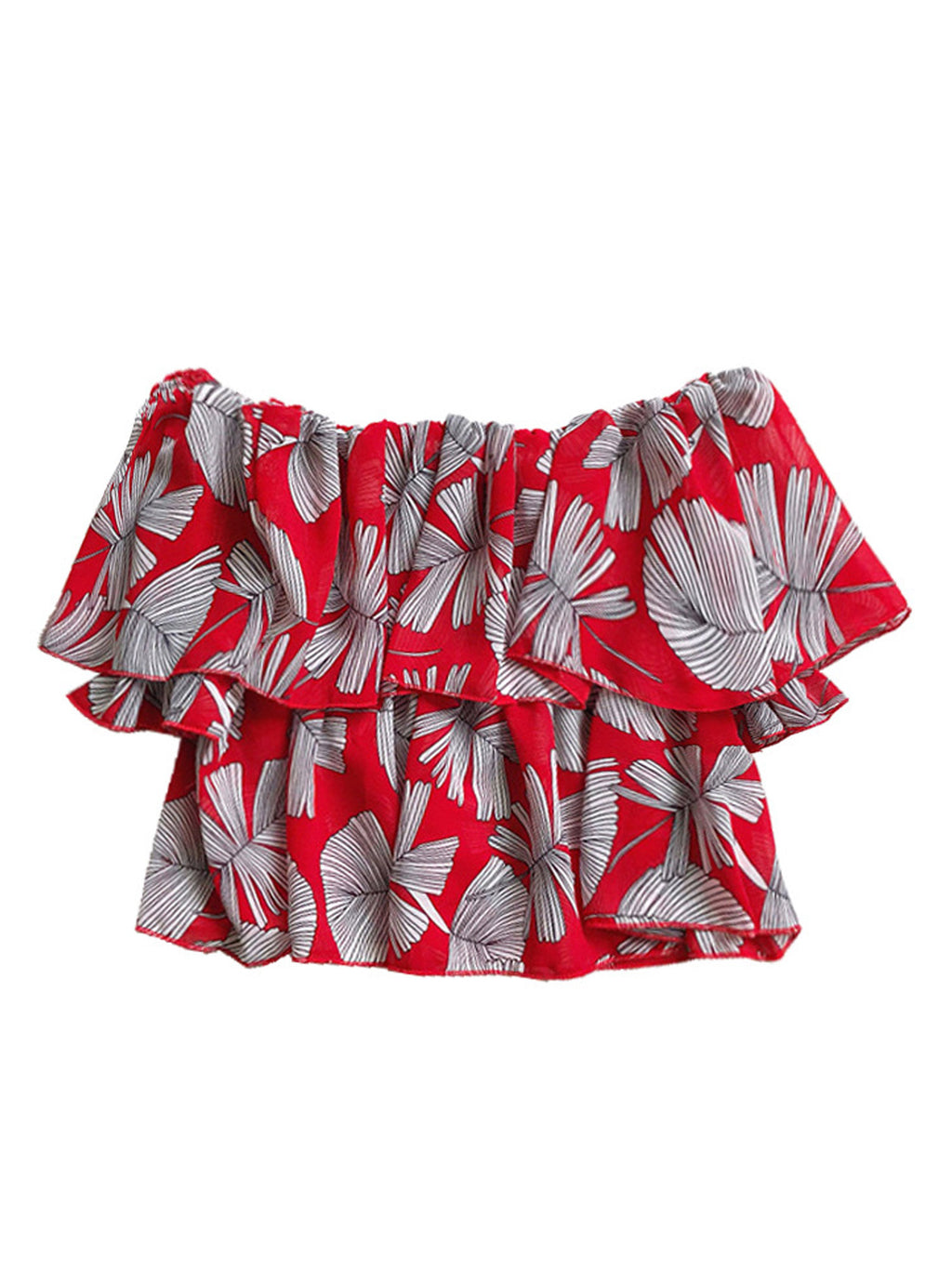 Women Fashion Off Neck Pleated Summer Top