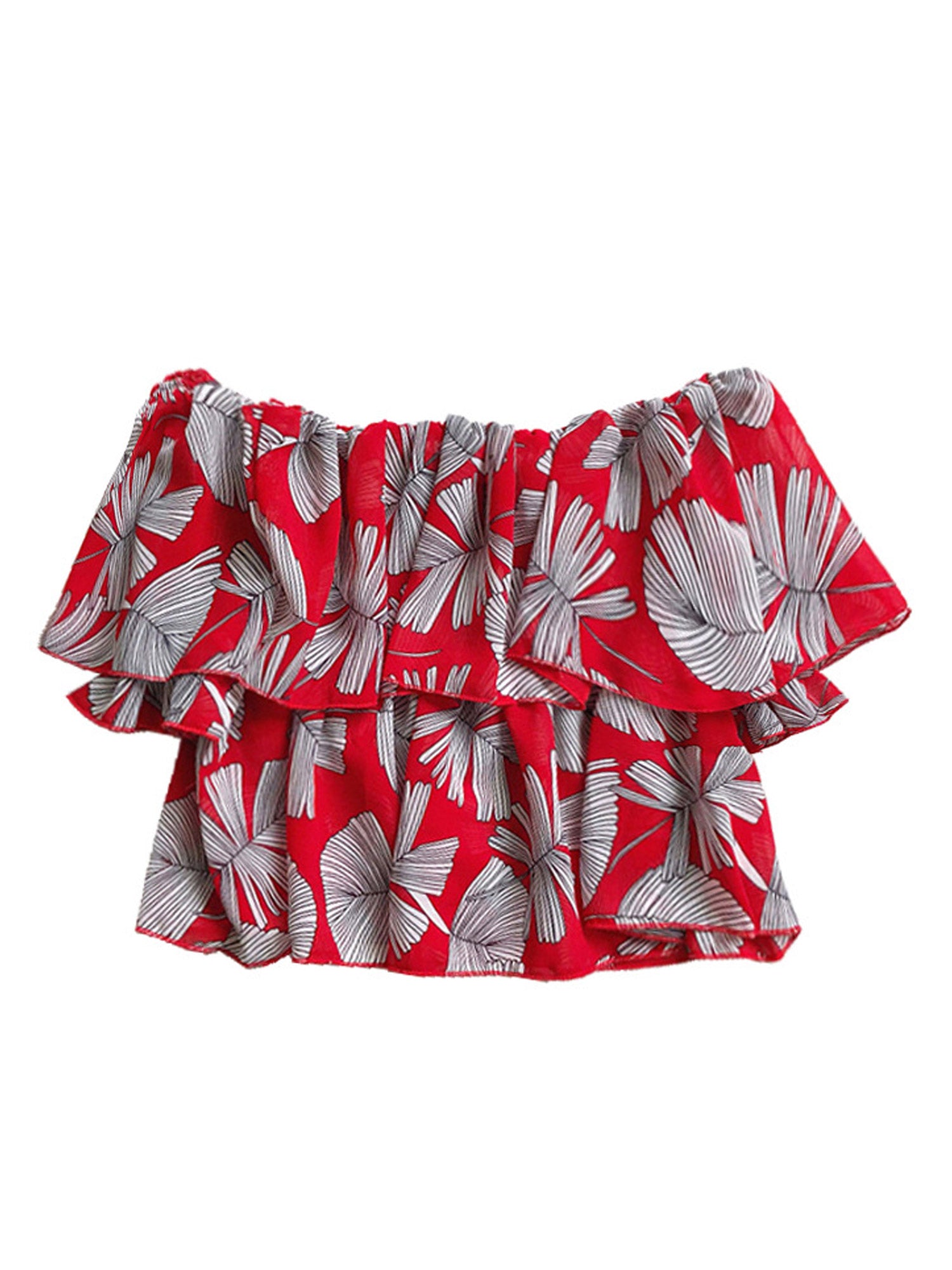 Women Fashion Off Neck Pleated Summer Top