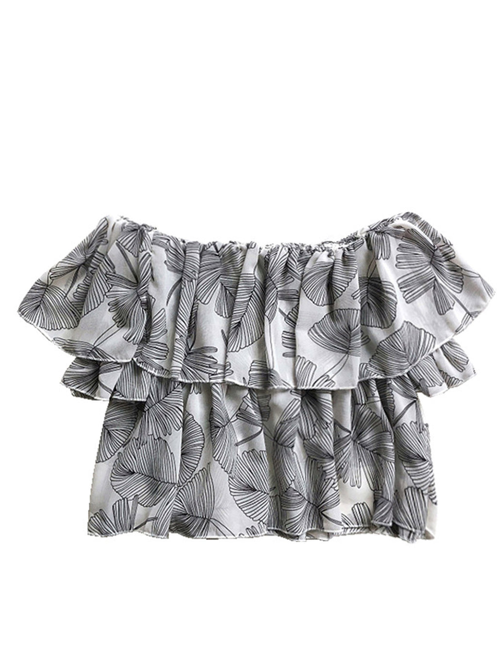 Women Fashion Off Neck Pleated Summer Top