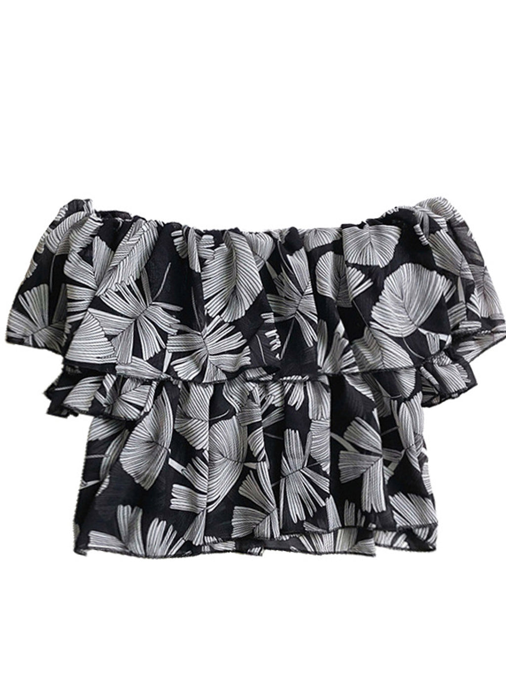 Women Fashion Off Neck Pleated Summer Top