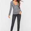 Women Deep Neck Long Sleeve Sexy T-Shirt